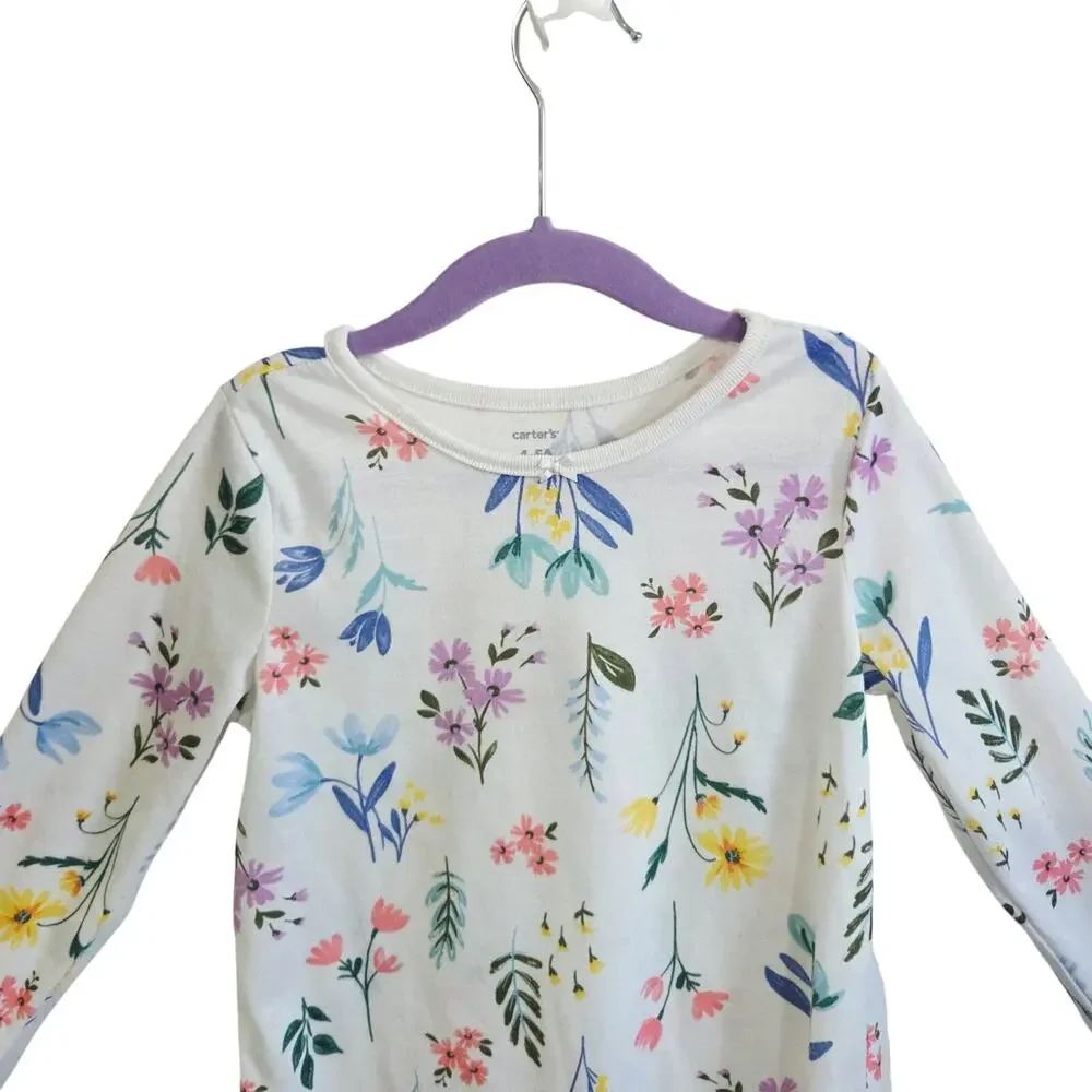 Carter's Girls 4-5A Long Sleeve Dress Multicolor Wildflower Floral Cottagecore